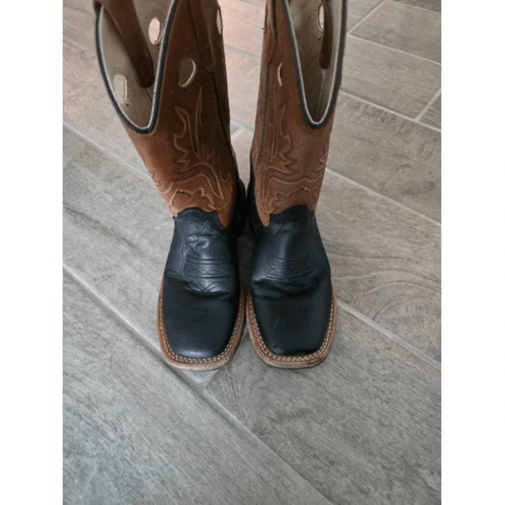 Old West Country Western Cowboy Boots Leather Square‎ Toe Unisex Size 1.5